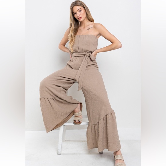 Off Shoulder Wide Leg Jumpsuit - Picture 2 of 5